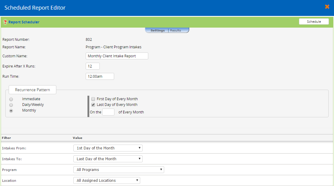 Report scheduler