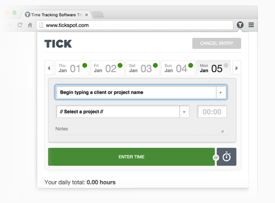 Tick Software - The Google Chrome extension allows users to track and record time from within their browser