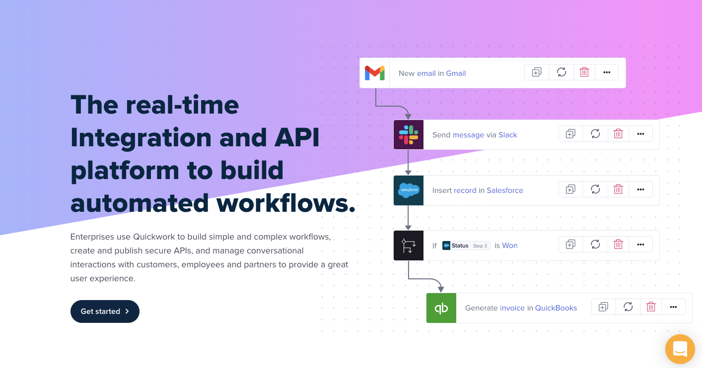 Quickwork screenshot: The real-time integration and API platform to build automated workflows!