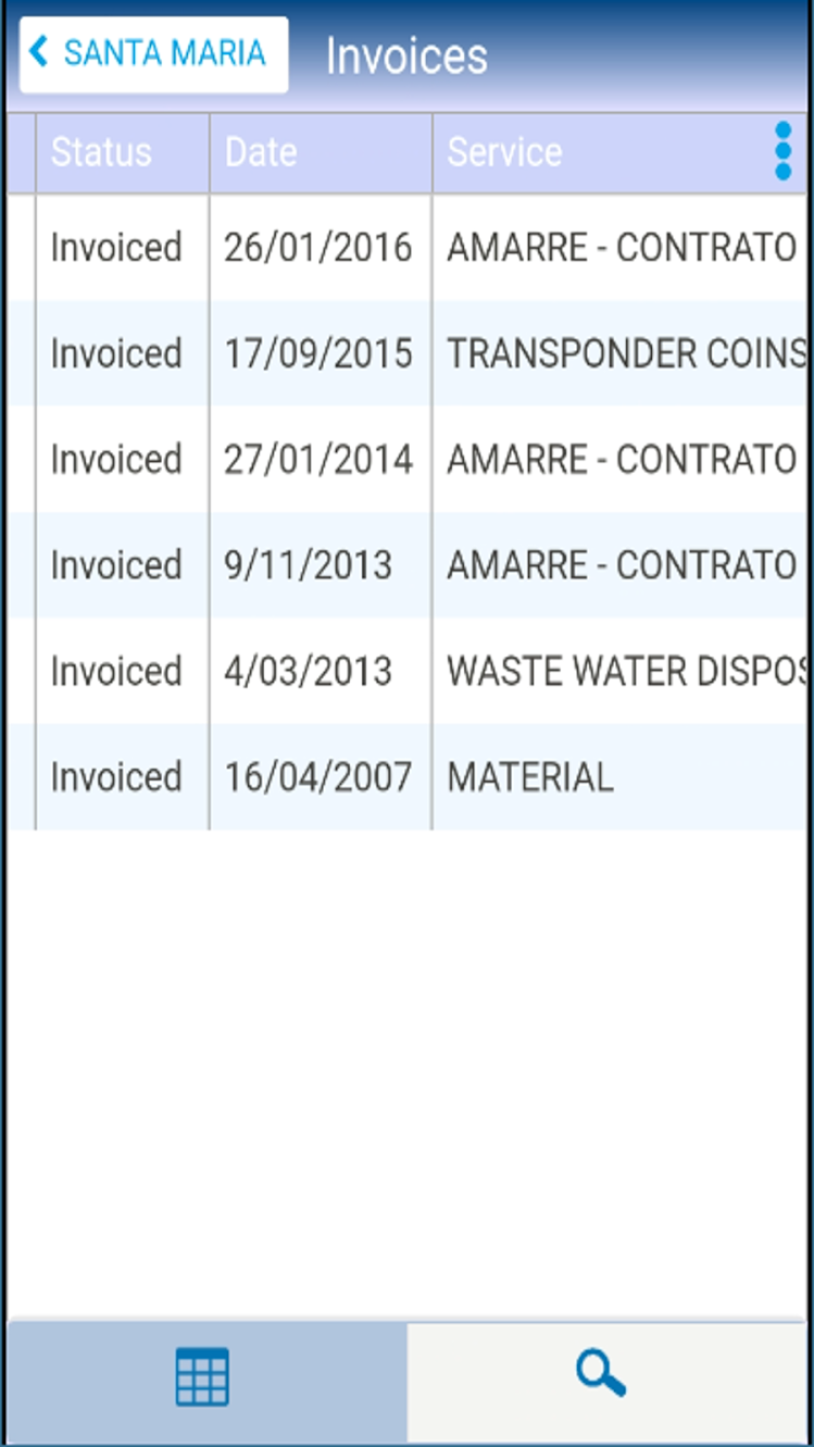 Marina Master Software - Invoices, itemized by their status, date and service, can be viewed within the companion MarinaMaster app for iOS and Android