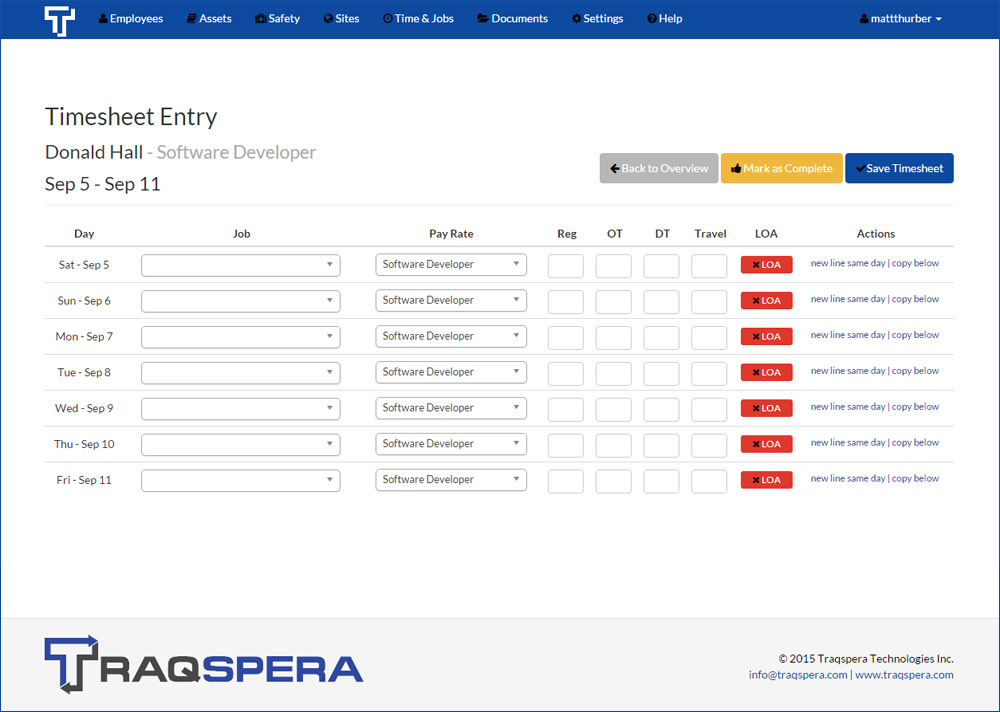 Employees can track their hours with self-service timesheets