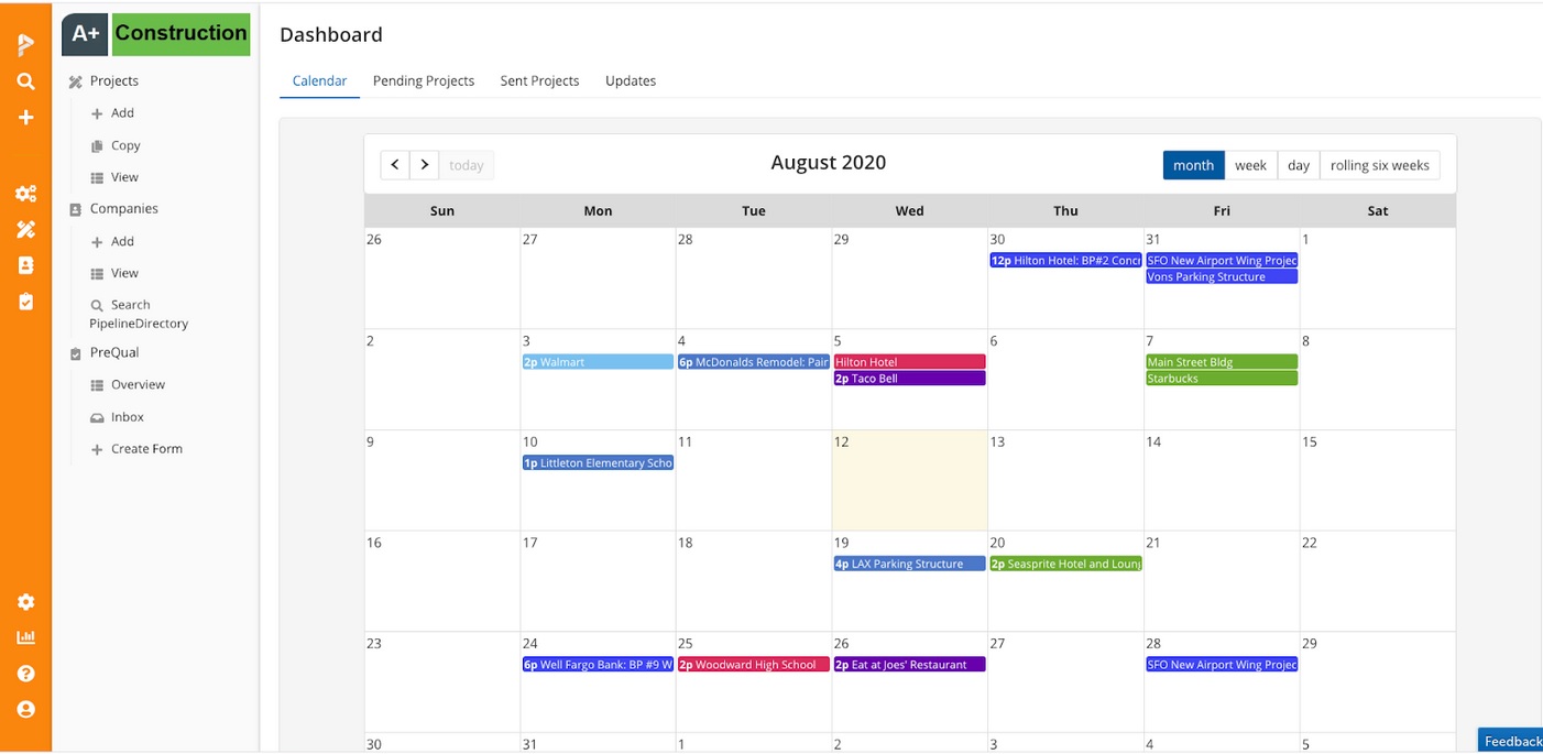 Color-Coded Project Calendar