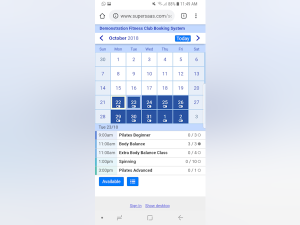 SuperSaaS Software - Fully responsive mobile view, manage your online bookings from any device. Show a different list of services or events to customers & superusers. Enable multiple resource booking. Let your customers manage their appointments online, outside working hours.