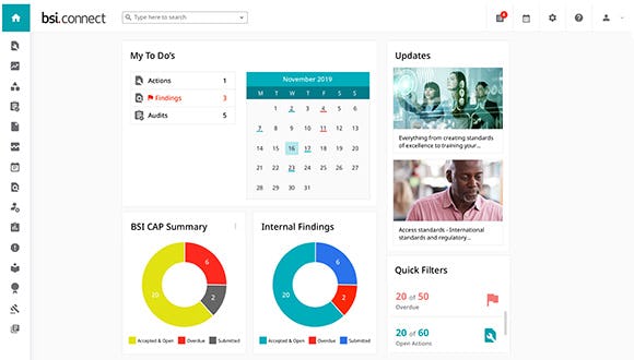 BSI Connect Plus Software - Personalized findings dashboard