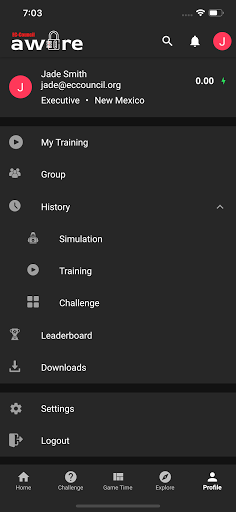 EC Council Aware screenshot: EC Council Aware mobile app settings