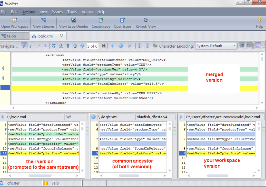 AccuRev Software - AccuRev edit actions