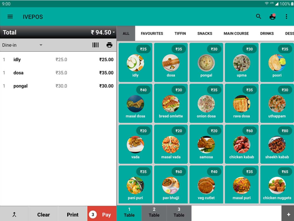IVEPOS screenshot: IVEPOS one-click billing