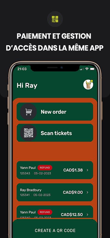 Trendigo screenshot: Payment and Scan (Event App view)