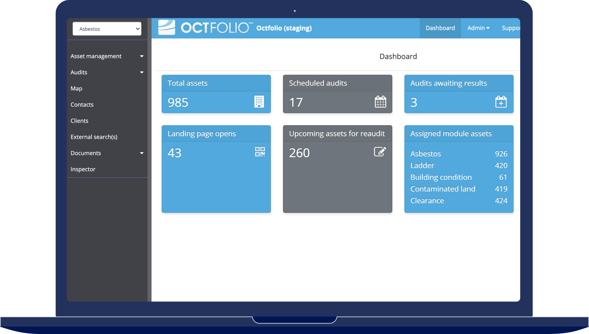 Octfolio dashboard view