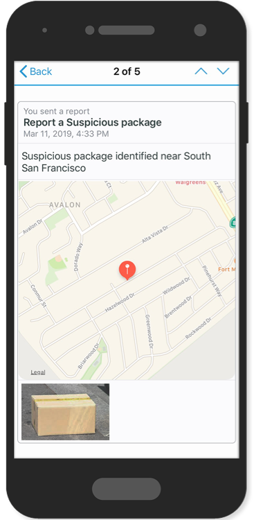 Blackberry AtHoc Software - AtHoc report suspicious package