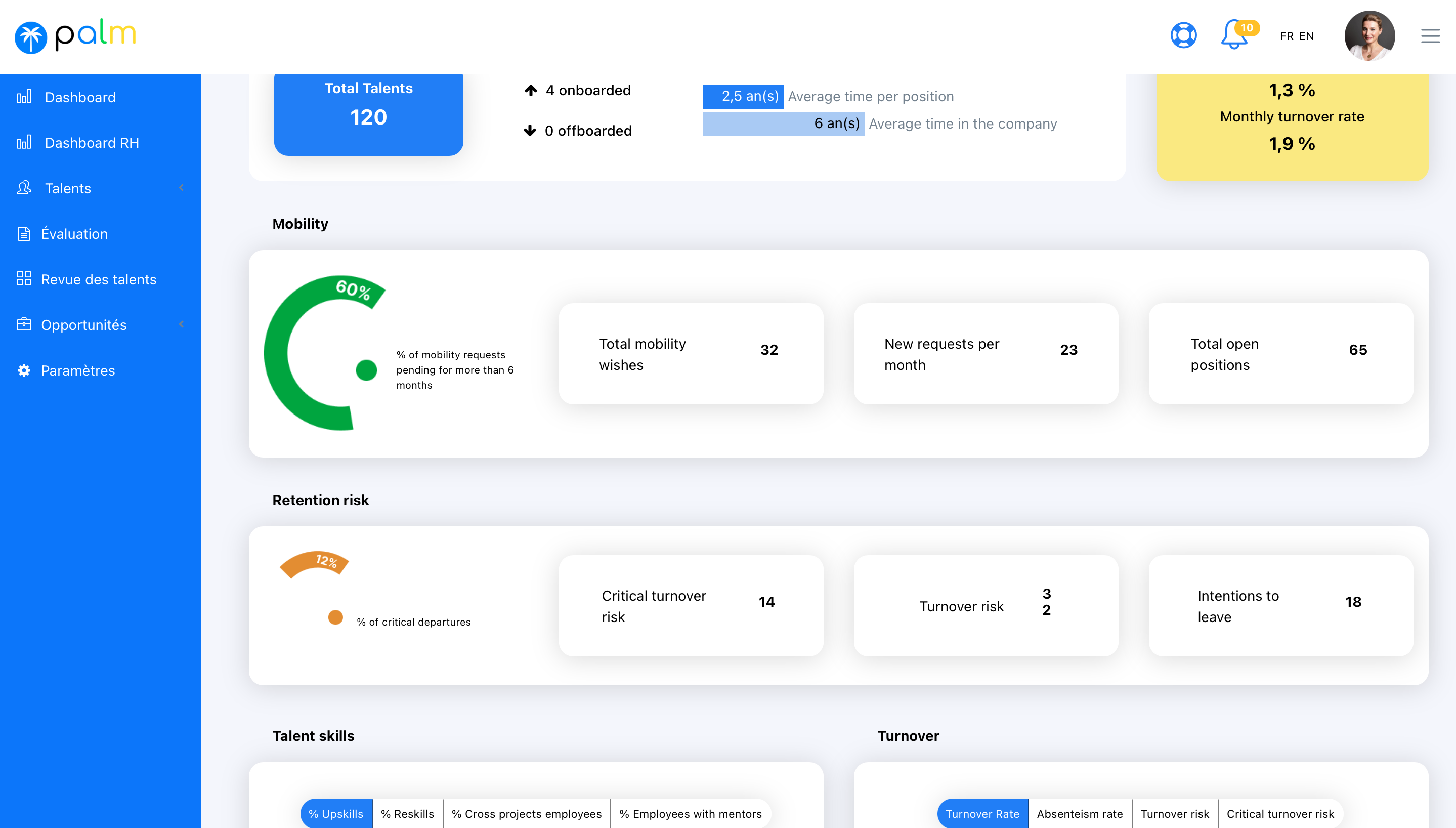 Palm screenshot: Palm dashboard