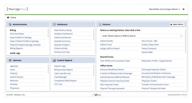 myUnity Home Care & Hospice screenshot: Access patient profiles, content library and administrative data