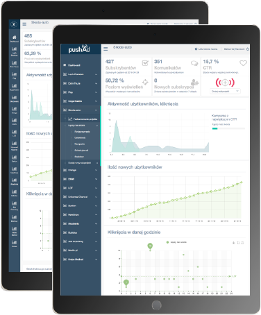 The dashboard gives users an overview of campaign performance, subscribers, and more, through visual graphs