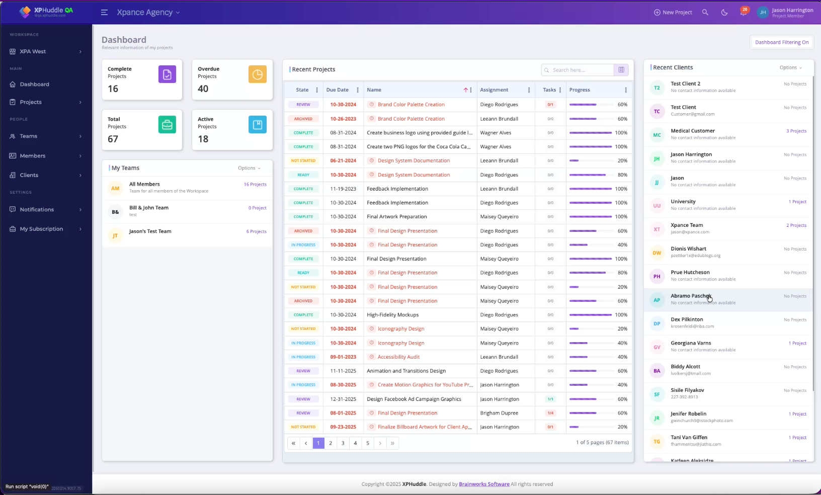 XPHuddle screenshot: XPHuddle dashboard