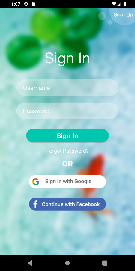 Fishpond screenshot: Fishpond login page