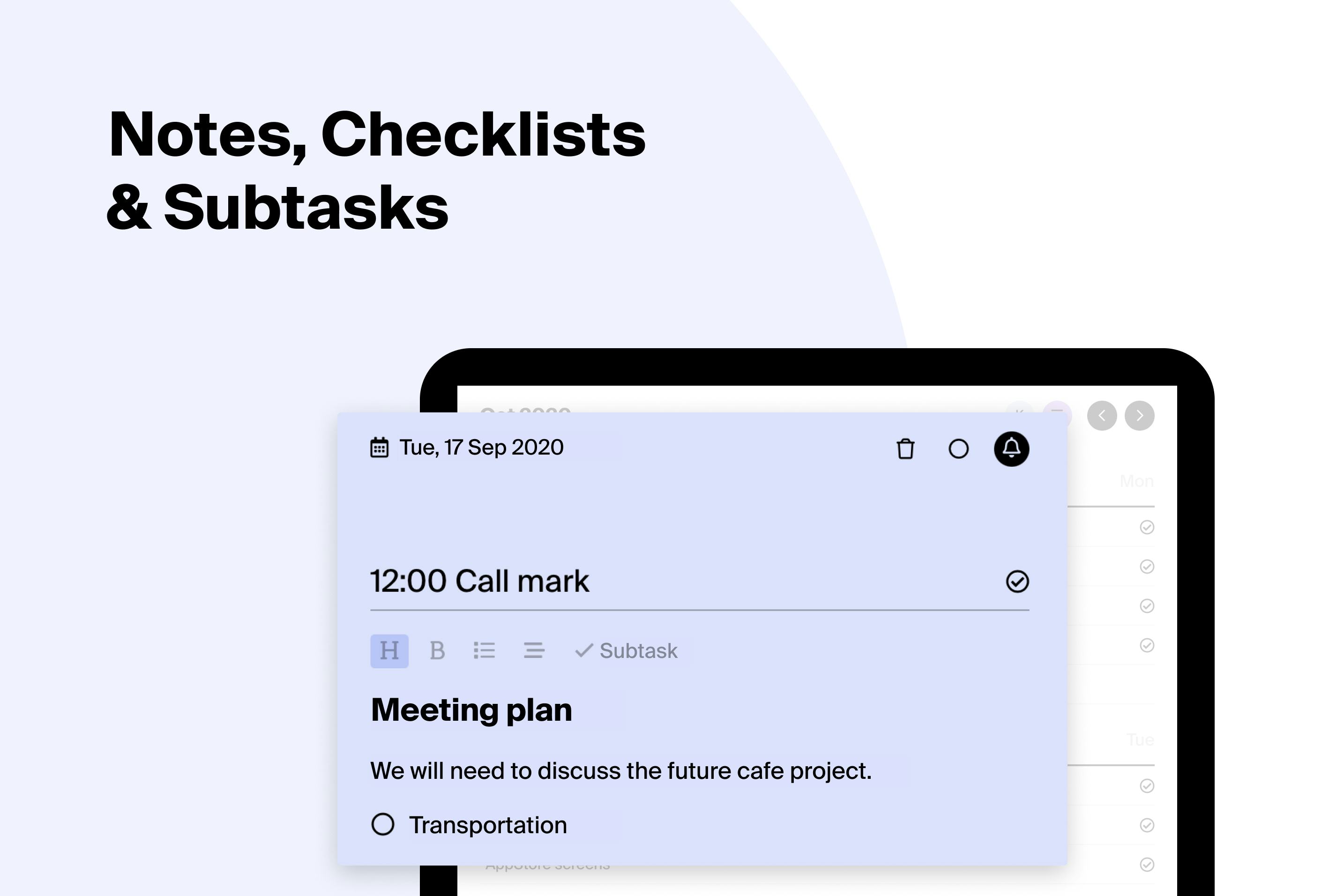 Tweek Software - Notes, Checklists & Subtasks