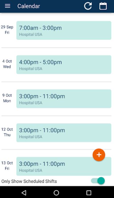 StaffBridge Mobilize screenshot: StaffBridge Mobilize calendar
