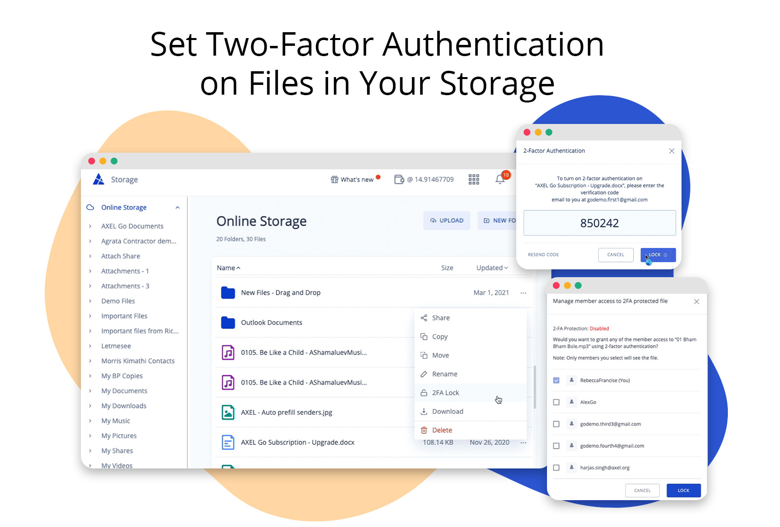 Set Two-Factor Authentication on Files in Your Storage