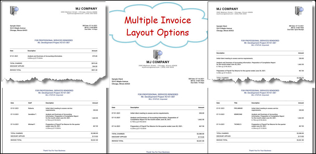 Multiple Invoice Layout Options