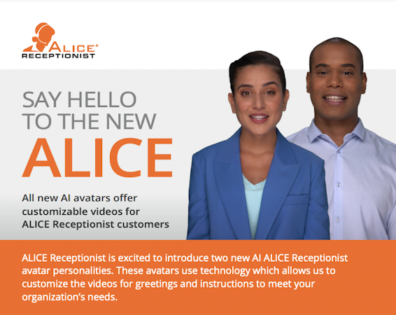 ALICE Receptionist screenshot: New AI Avatars for Customizable Video Content