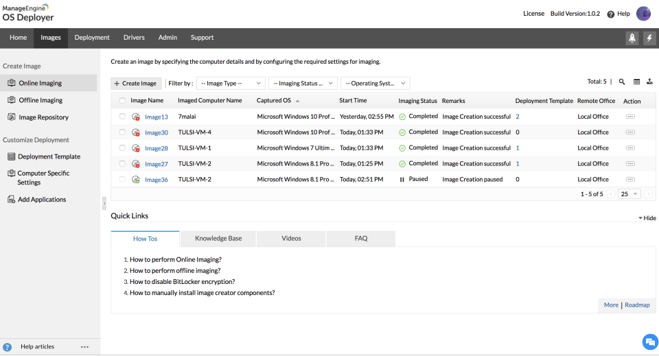 ManageEngine OS Deployer Software - ManageEngine OS Deployer imaging