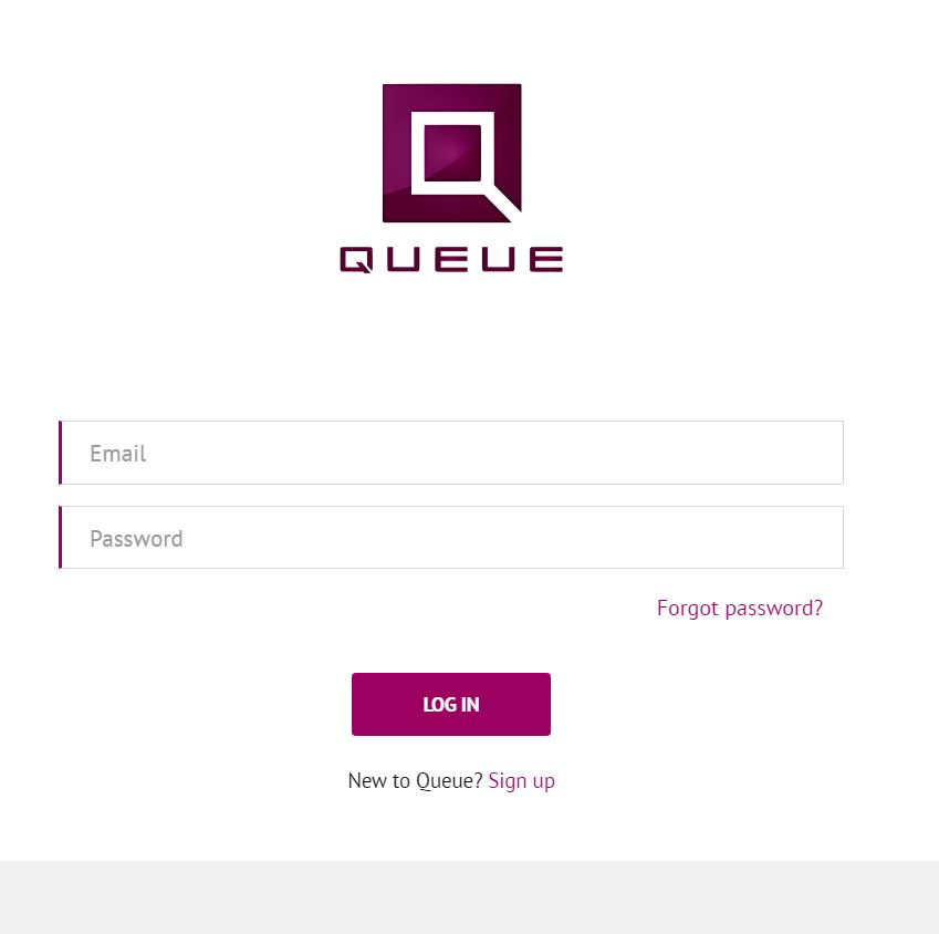 The Queue user login page