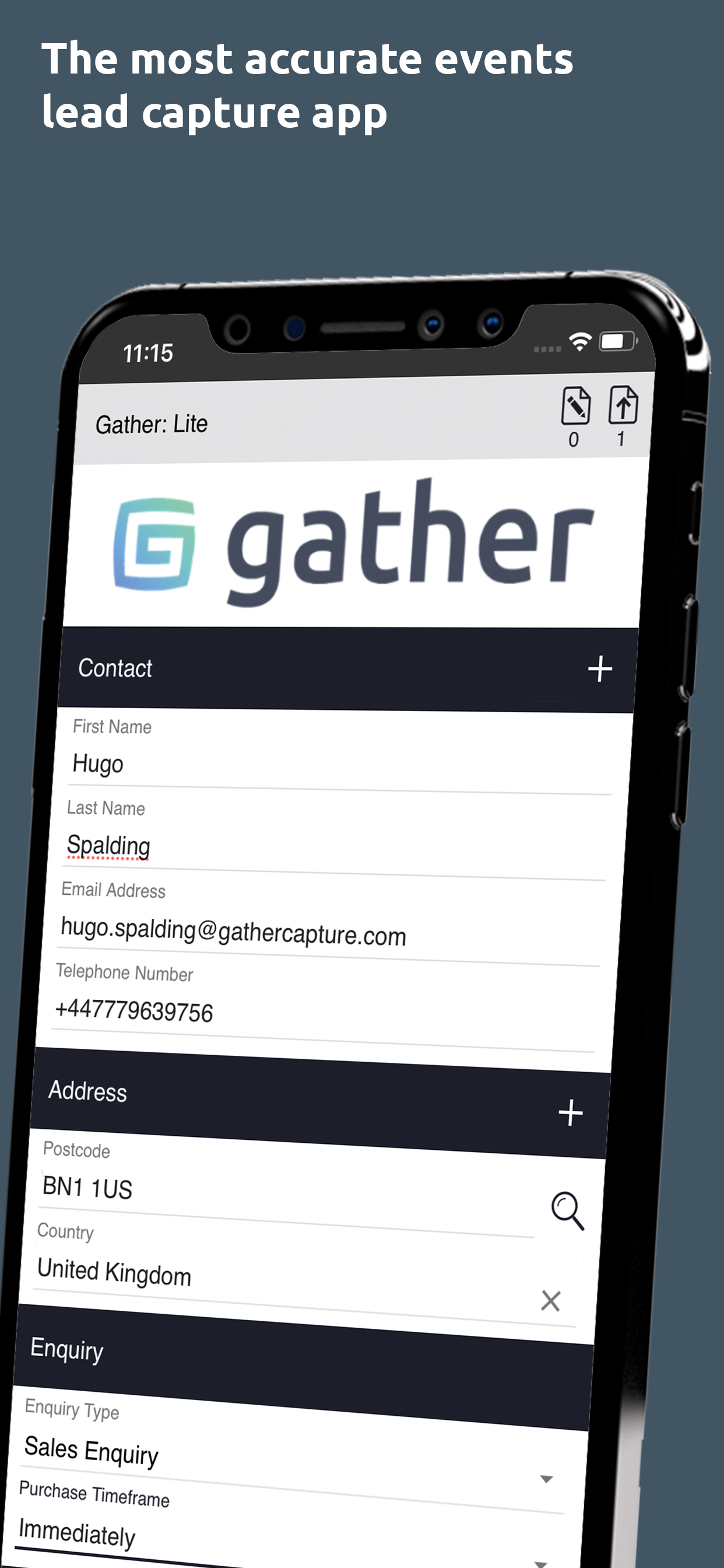 Gather screenshot: Data capture forms with intelligent, intuitive and user friendly functionality. Accurate data capture at your fingertips