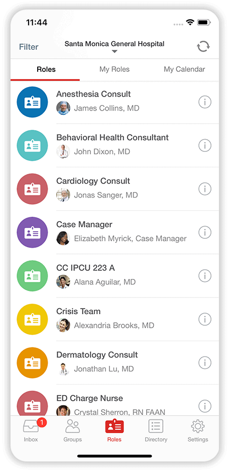 The TigerConnect Roles feature lets staff find who's on-call by Role so the wrong doctor doesn't get called in the middle of the night!