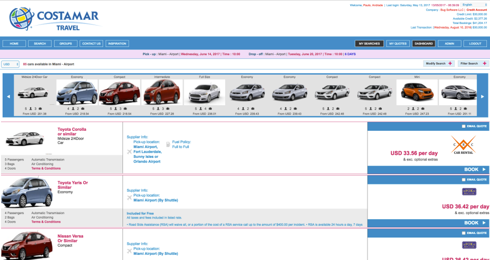 BugHotel Reservation System Software - Car hire booking engine