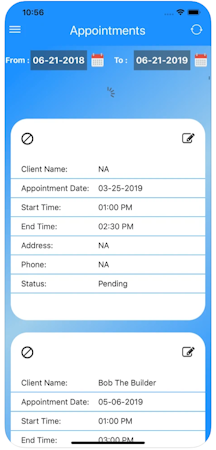 Theralytics  screenshot: Theralytics appointment management