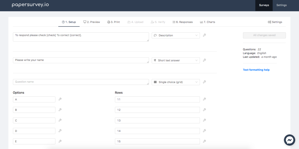 PaperSurvey survey creator
