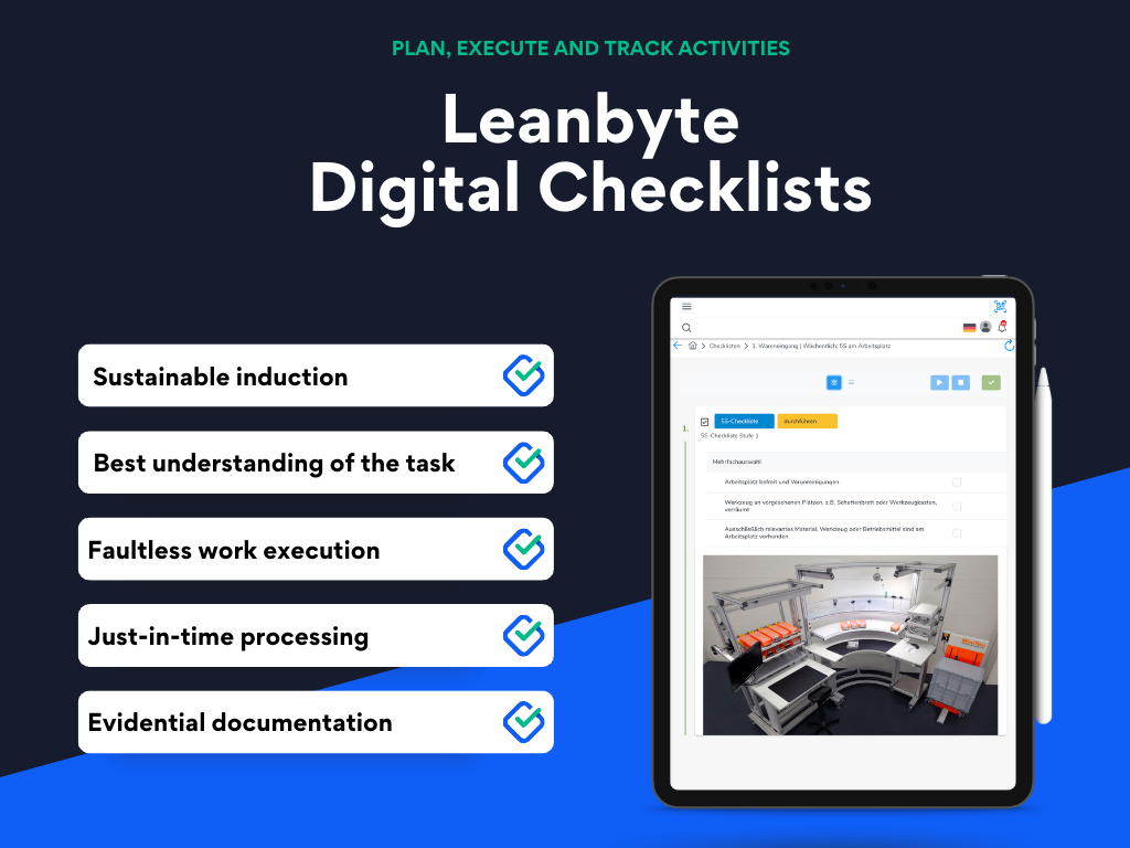 Leanbyte's "Digital Checklists" promote sustainable onboarding & optimal task understanding. Achieve error-free work effortlessly with just-in-time execution & comprehensive documentation. Perfect for efficient processes!