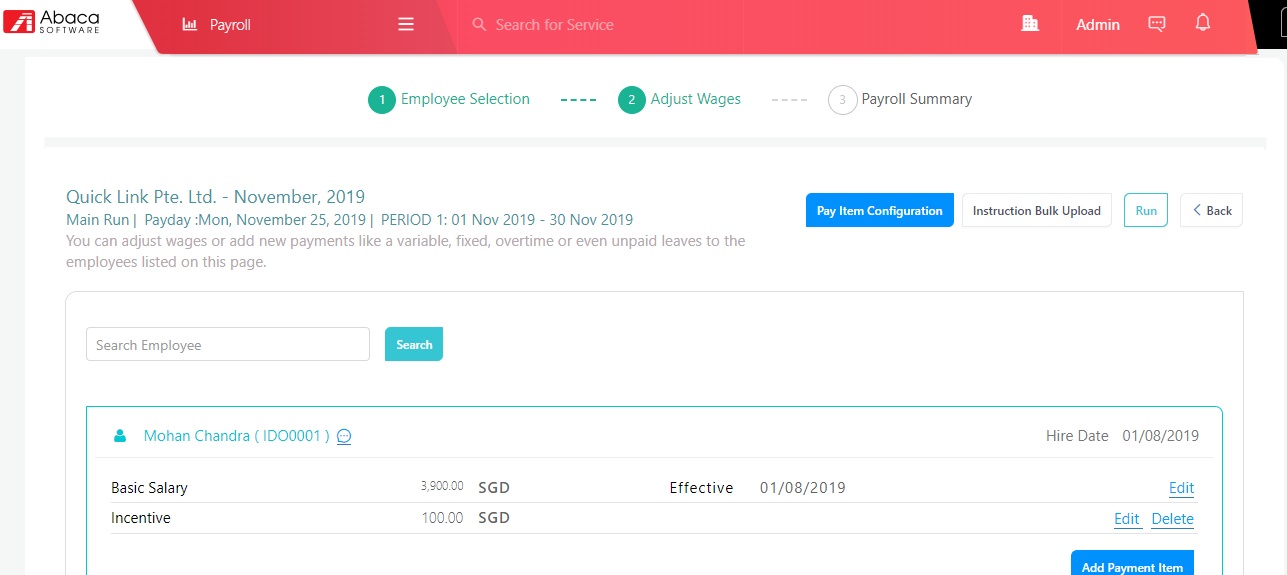 Abaca payroll summary screenshot