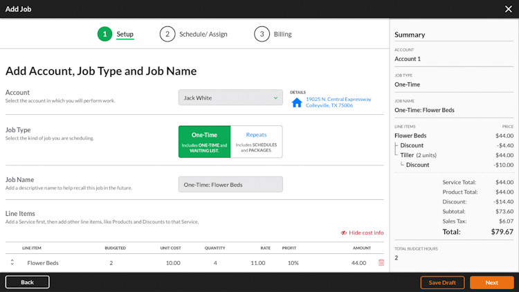 Service Autopilot screenshot: Create professional estimates and easily add new jobs. Handles both recurring and one-time jobs.