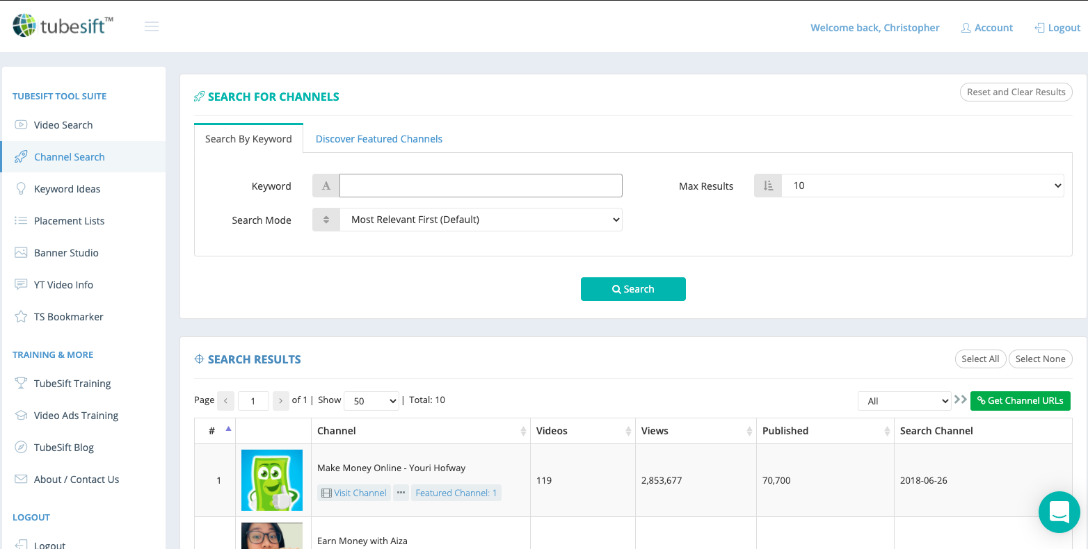 Dashboard - Channel Search-thumb