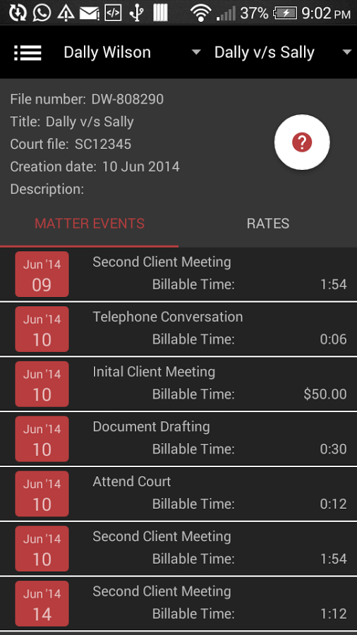 uLawPractice Software - Track billable hours and meeting history for each client via the mobile app