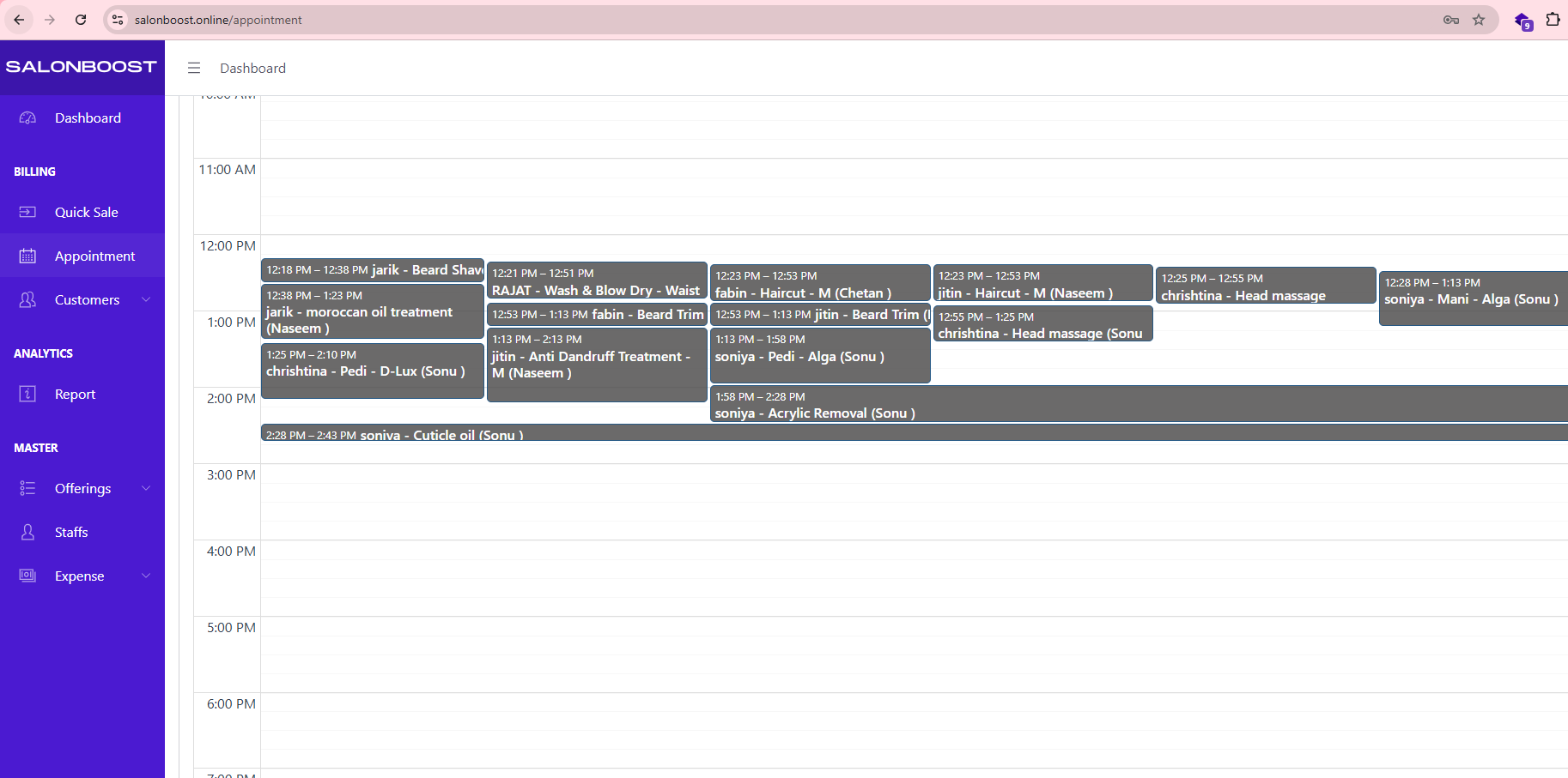 SalonBoost screenshot: SalonBoost appointment scheduling