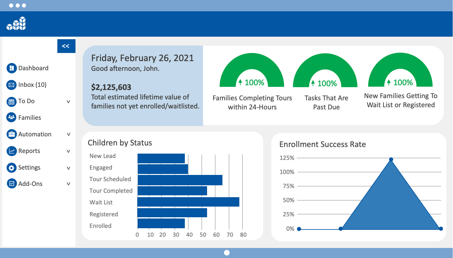 ChildcareCRM Software - ChildcareCRM Dashboard