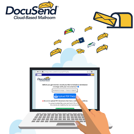 DocuSend screenshot: Upload Pre-addressed PDF to Mail