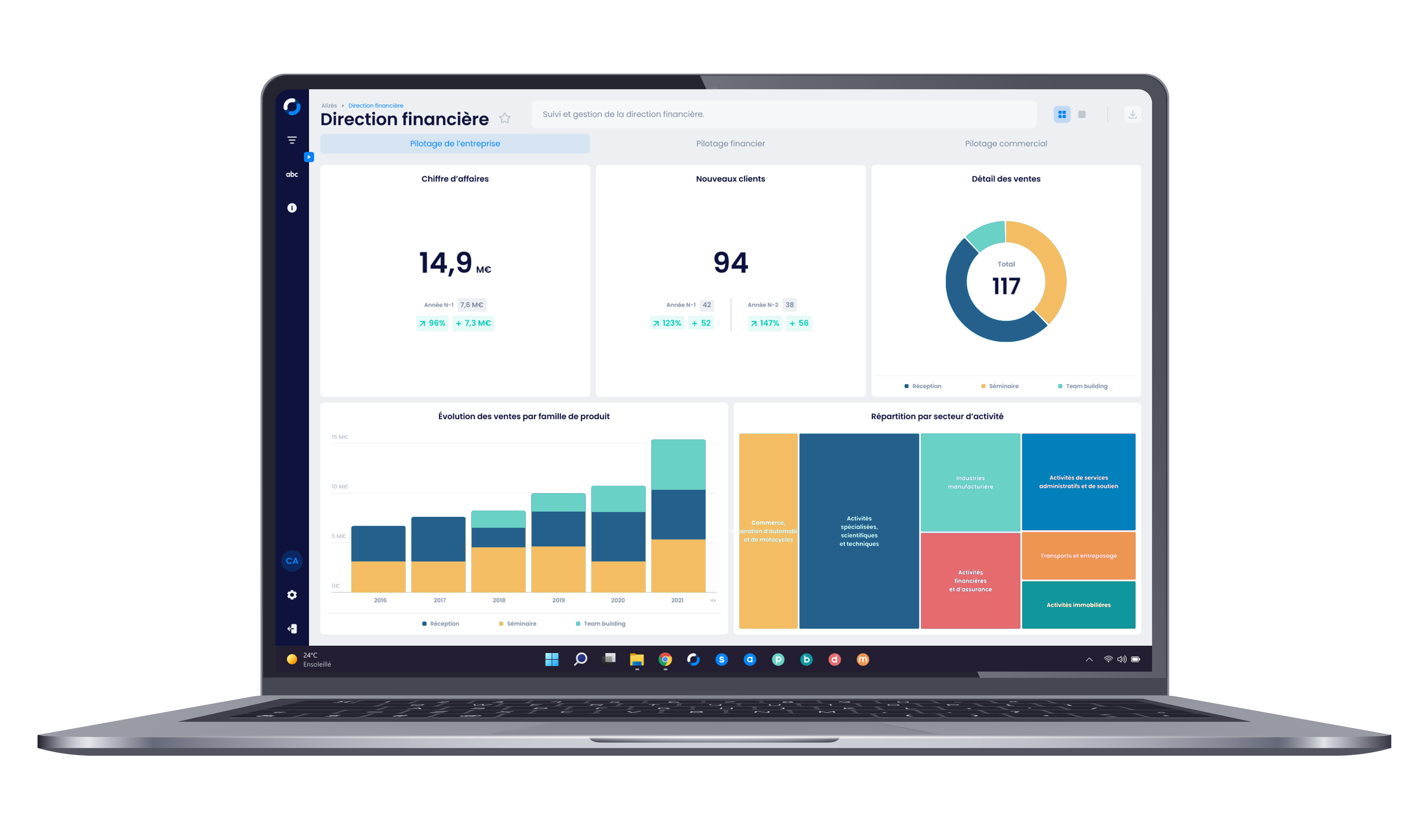 MyReport screenshot: Tableau de bord MyReport Center sur écran ordinateur portable