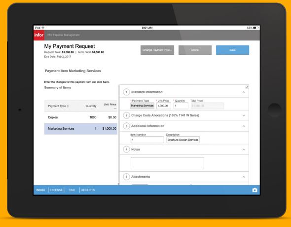 Infor Expense Management payment requests