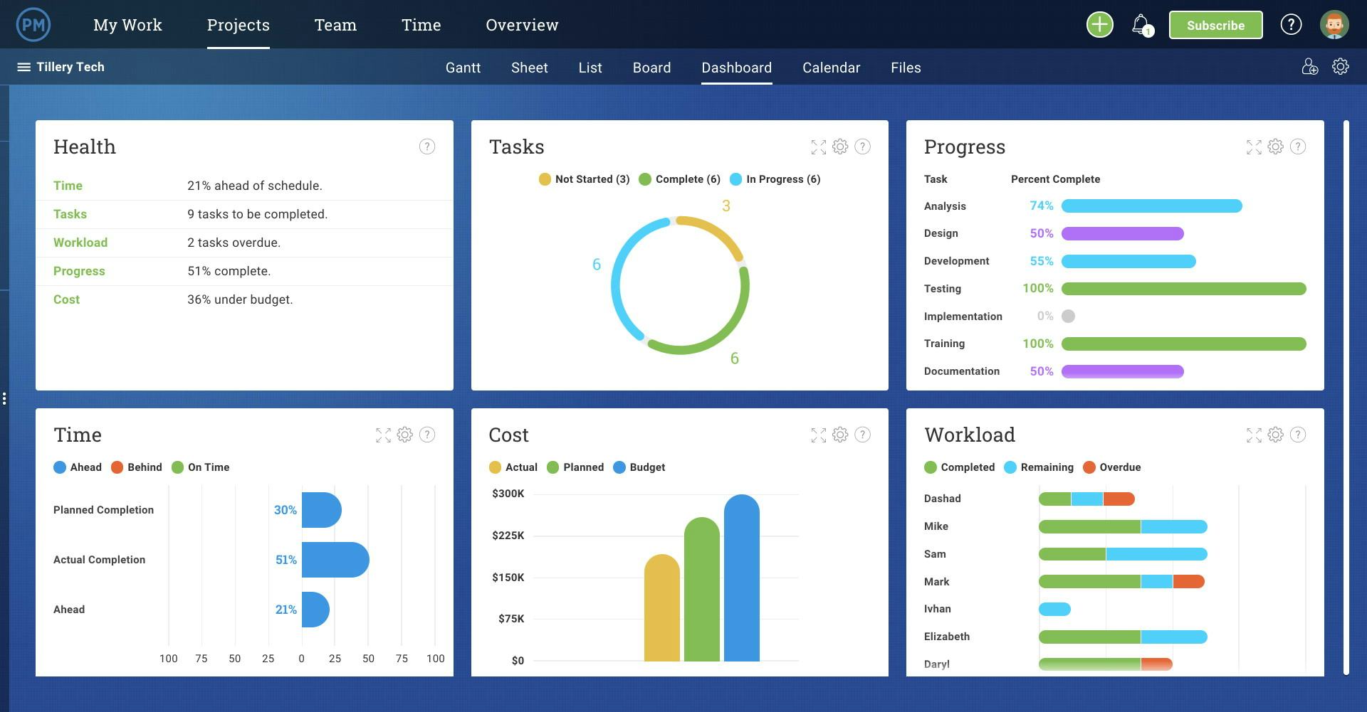 ProjectManager.com Software - Customizable Dashboards