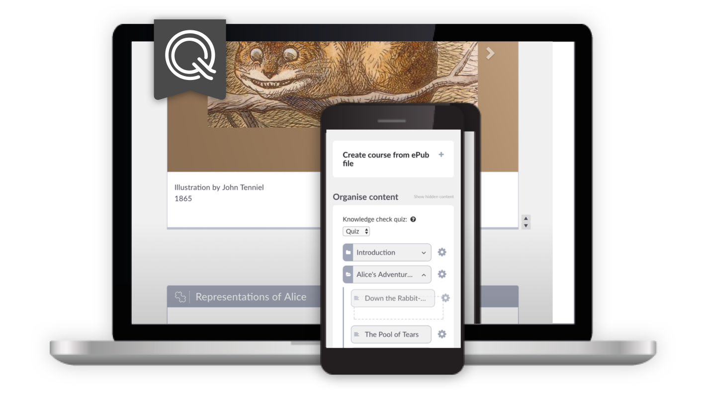 Create and organize course content and add video, images, text, and other elements to engage learners