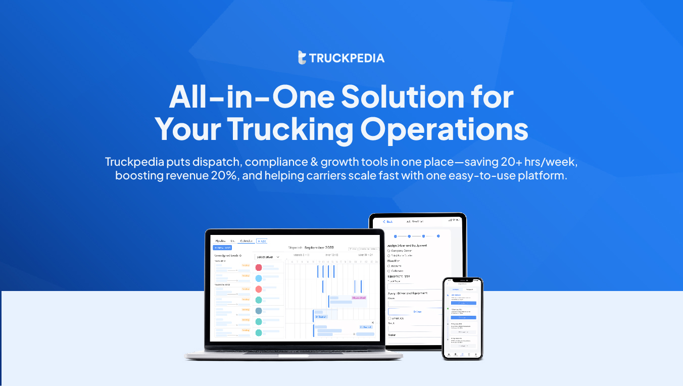 Truckpedia TMS screenshot: Truckpedia gives your trucking business everything it needs to run efficiently—all in one place. From dispatch and compliance to tools that help you grow, our platform streamlines operations so you can focus on scaling faster.