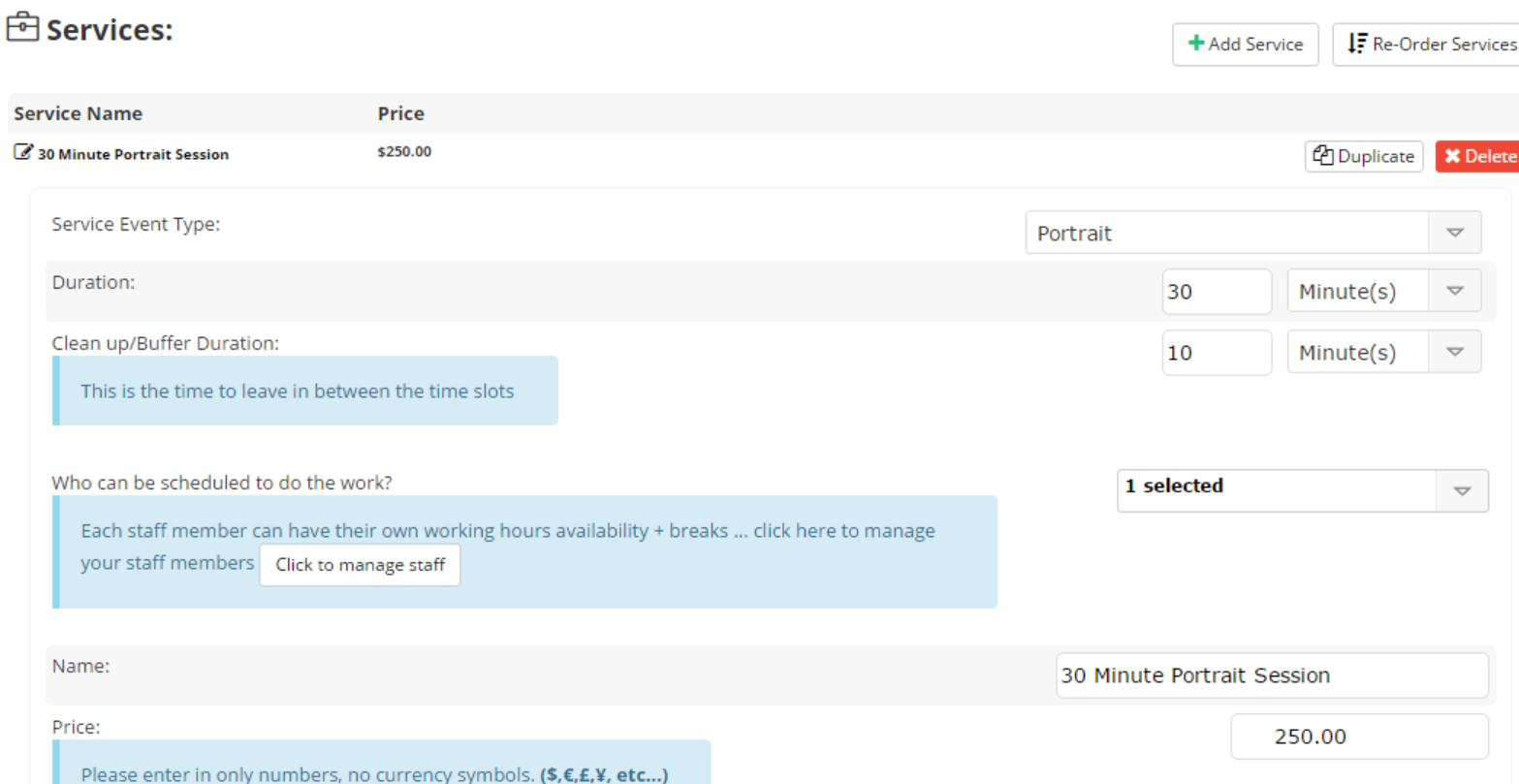 Pixifi screenshot: Pixifi service appointments