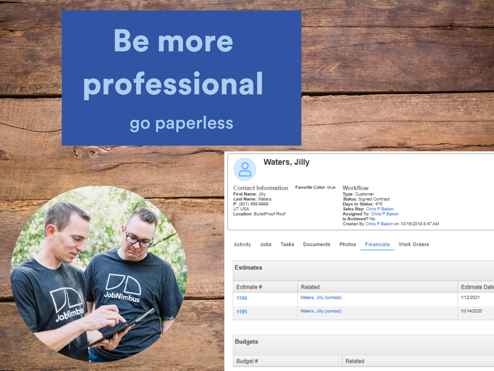 JobNimbus Software - Find information quickly using paperless estimates, invoices etc...