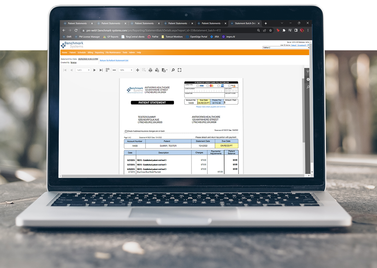 Benchmark Solutions RCM Software - Patient Statements