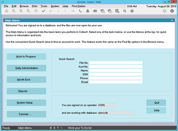 Collect! screenshot: Collect! Main Menu