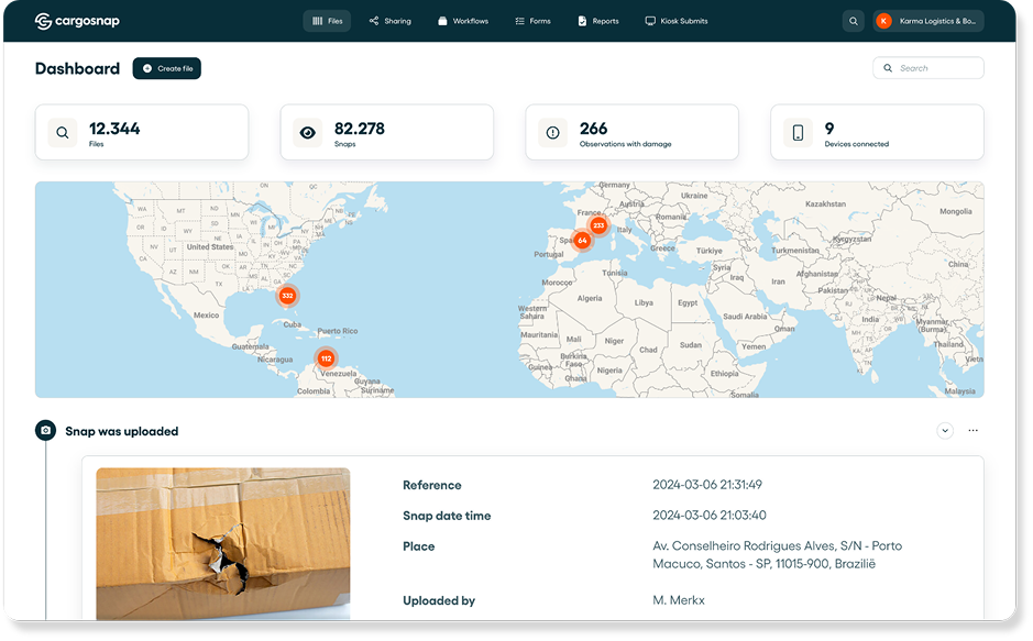 Cargosnap screenshot: Cargosnap dashboard - A real-time overview of your material handling operations, turning daily execution into clear, actionable insights.