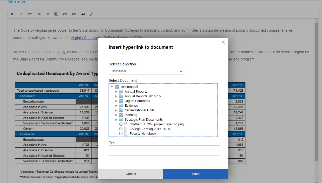 Weave screenshot: Weave accreditation evidence